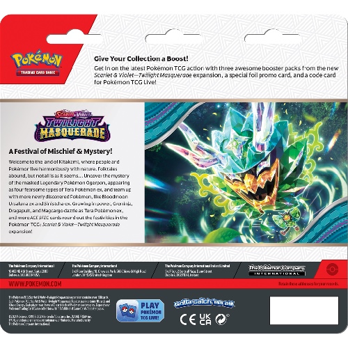 Pokémon TCG Scarlet & Violet - Twilight Masquerade - 3 Booster Blister Revavroom - Afbeelding 2
