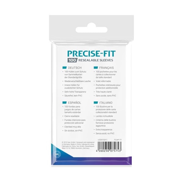Ultimate Guard Precise-Fit Sleeves Standard Size (100) - Resealable - Afbeelding 2