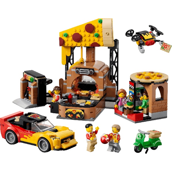 LEGO City 60496 Pizzacentrale Met Voertuigen - Afbeelding 2