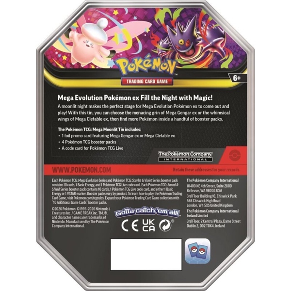 Pokémon TCG Mega Moonlit EX Tin Mega Gengar of Mega Clefable - Afbeelding 2