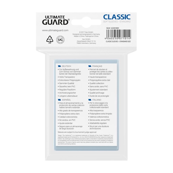 Ultimate Guard Classic Sleeves Standard Size 66 x 93 mm - Afbeelding 2